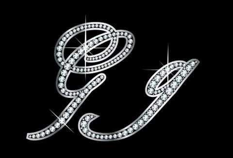 Script Diamond Bling Gg Letters Stock Illustration