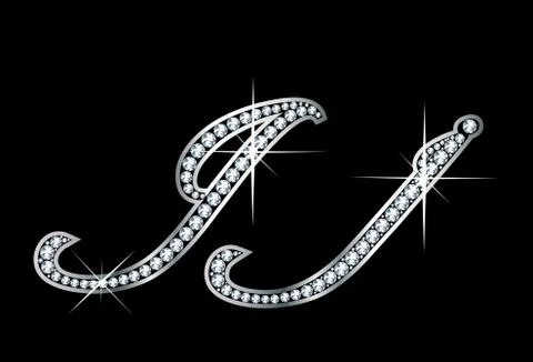 Script Diamond Bling Jj Letters Stock Illustration