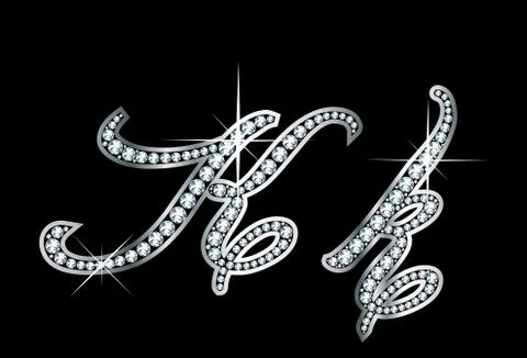 Script Diamond Bling Kk Letters Stock Illustration