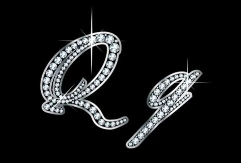 Script diamond bling Qq letters Stock Illustration
