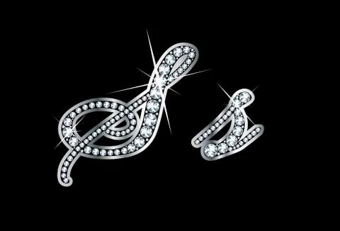 Script Diamond Bling Ss Letters Stock Illustration