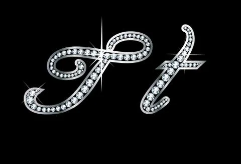 Script diamond bling Tt  letters Stock Illustration