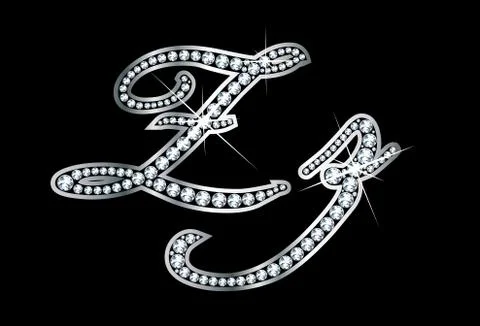 Script diamond bling zz letters Stock Illustration