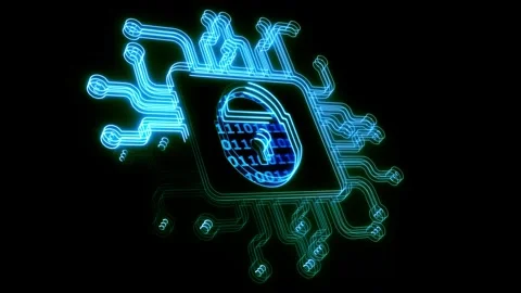 Script Digital Data Protection Concept.circuit neon line animation. 3d tech.. Stock Footage 293486404