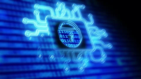Script Digital Data Protection Concept.circuit neon line animation. 3d tech.. Stock Footage 293486406