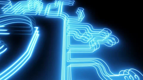 Script Digital Data Protection Concept.circuit neon line animation. 3d tech.. Stock Footage 293486418