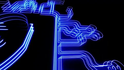 Script Digital Data Protection Concept.circuit neon line animation. 3d tech.. Stock Footage 293486421