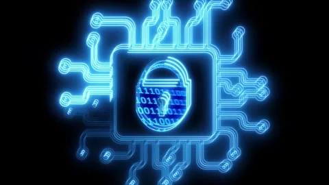 Script Digital Data Protection Concept.circuit neon line animation. 3d tech.. Stock Footage 293486423