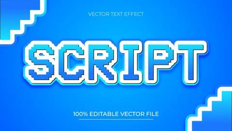 Script editable text effect template with pixel blue style Stock Illustration