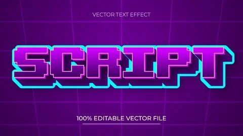 Script editable text effect template with pixel futuristic style Stock Illustration