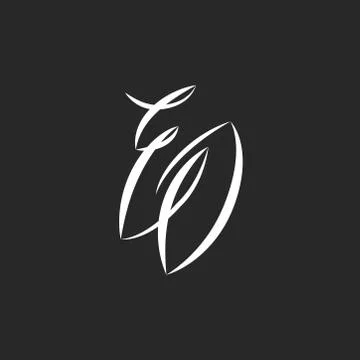 Script EO initials monogram logo handwritten calligraphy, combination of two  Illustrazione stock