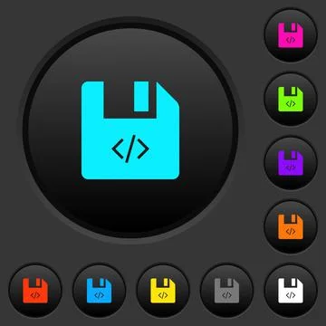 Script file dark push buttons with color icons Stock Illustration