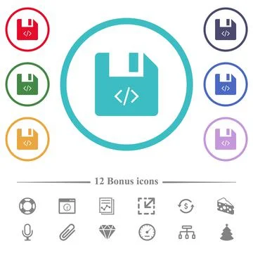 Script file flat color icons in circle shape outlines イラスト素材