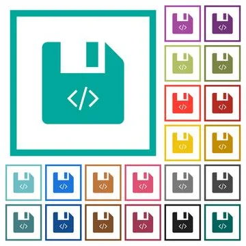 Script file flat color icons with quadrant frames 스톡 일러스트