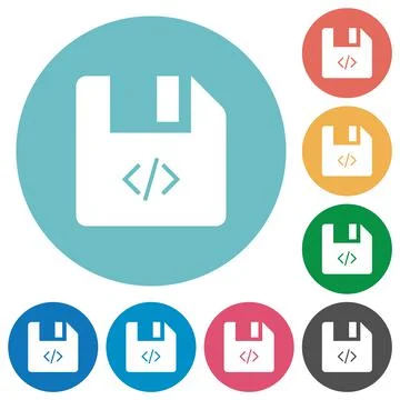 Script file flat round icons Stock Illustration