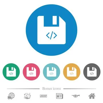 Script file flat round icons Stock Illustration