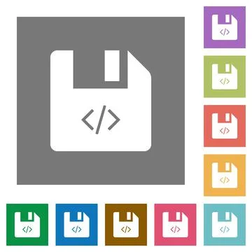 Script file square flat icons Stock Illustration