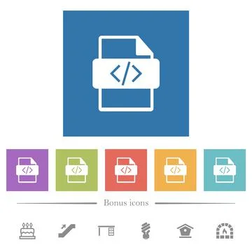Script file type flat white icons in square backgrounds 스톡 일러스트