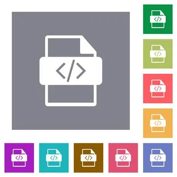 Script file type square flat icons イラスト素材