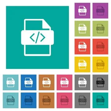 Script file type square flat multi colored icons 스톡 일러스트