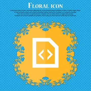 Script . Floral flat design on a blue abstract background with place for your 스톡 일러스트