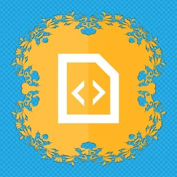 Script . Floral flat design on a blue abstract background with place for your te Stock Illustration