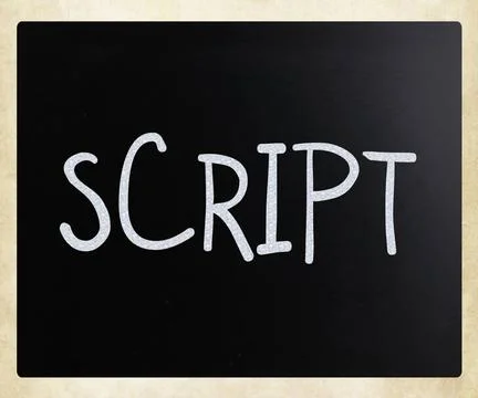 Script handwritten with white chalk on a blackboard Script handwritten wit... Stock Photos