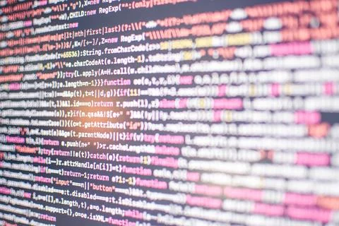 Script HTML5 in an editor for website development. Stock-Fotos