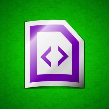 Script icon sign. Symbol chic colored sticky label on green background. 스톡 일러스트