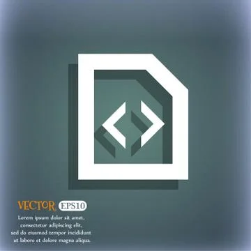 Script  icon symbol on the blue-green abstract background with shadow and spa Stock Illustration