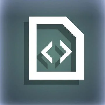 Script icon symbol on the blue-green abstract background with shadow and space f Stock Illustration