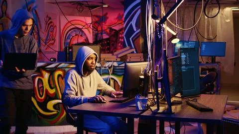 Script kiddie learns how to code malware 스톡 사진