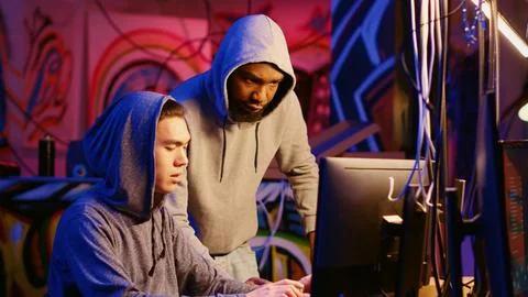 Script kiddie learns security breaching 스톡 사진