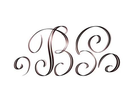 Script letter B with flourishes - brush lettering isolated on white Stock Illustration