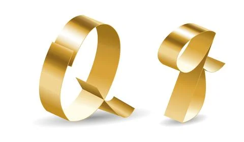 Script Lettering Golden Decorative Q Letter of English Alphabet. Vector Ill.. Stockillustratie