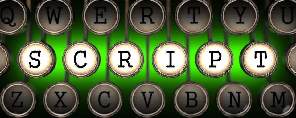 Script on Old Typewriter's Keys. 스톡 일러스트