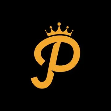 Script P letter with crown lo...Script P letter with crown logo template Stock Illustration