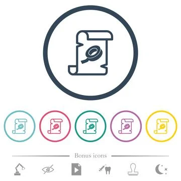 Script patch flat color icons in round outlines Stock Illustration