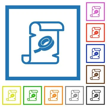 Script patch flat framed icons Stock Illustration