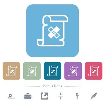 Script patch flat icons on color rounded square backgrounds Stock Illustration