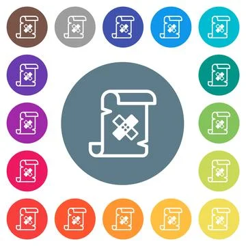 Script patch flat white icons on round color backgrounds Stock-Illustration