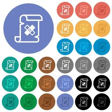 Script patch round flat multi colored icons Stock Illustration