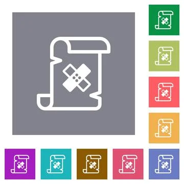 Script patch square flat icons Stock Illustration