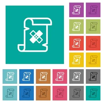 Script patch square flat multi colored icons Stock Illustration