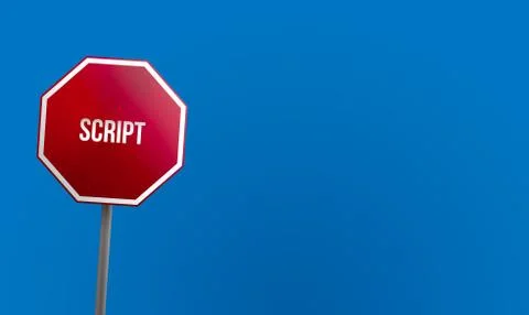 Script - red sign with blue sky Illustrazione stock