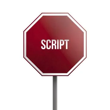 Script, red sign isolated on white background Stock Illustration