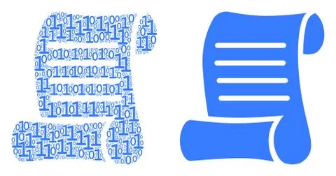 Script Roll Composition of Binary Digits Stock Illustration