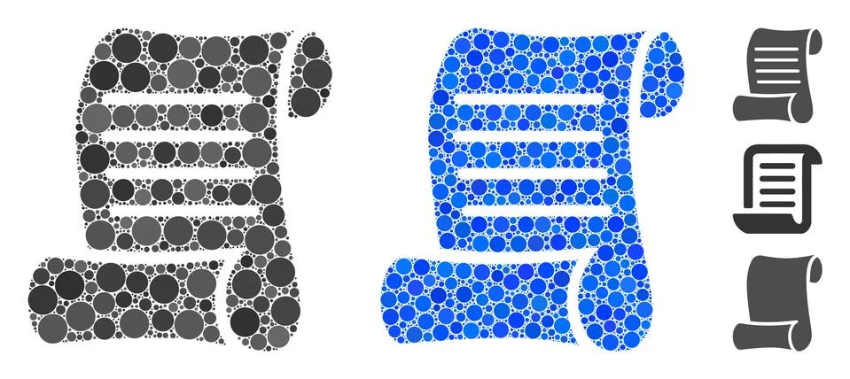 Script Roll Composition Icon of Spheric Items Stock-Illustration