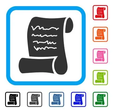 Script Roll Framed Icon Stock Illustration