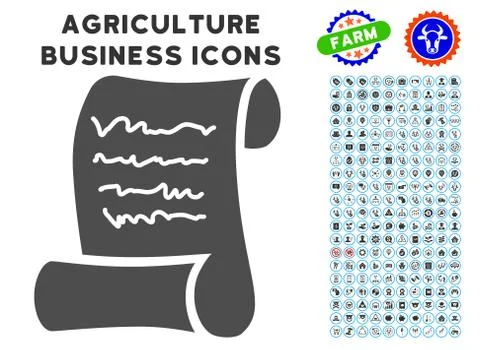 Script Roll Icon with Agriculture Set 스톡 일러스트